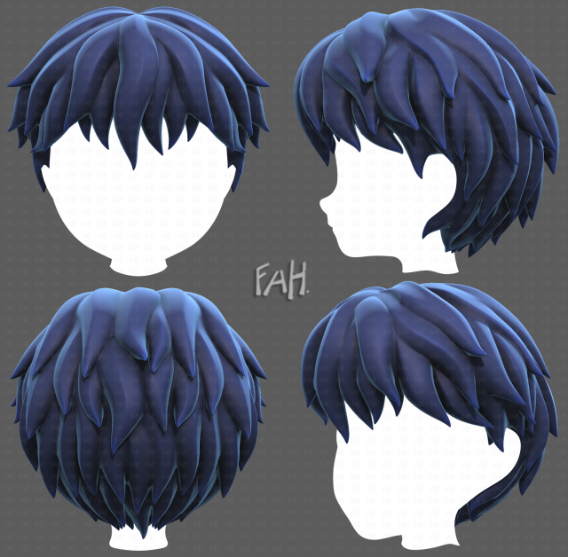 Base Hair for Boy V52 Modello 3D .c4d .max .obj .3ds .fbx .stl .blend 