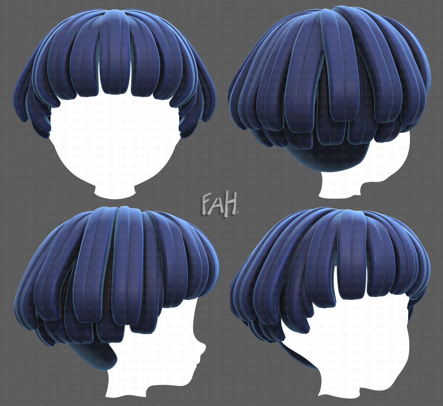 Base Hair for Boy V53 3D Model .c4d .max .obj .3ds .fbx .stl .blend 