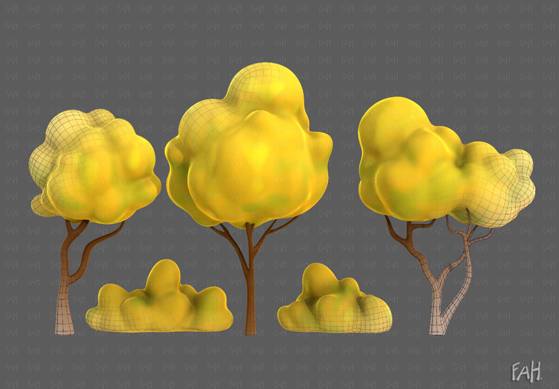 Trees Cartoon V31 3D Model .c4d .max .obj .3ds .fbx .stl .blend 