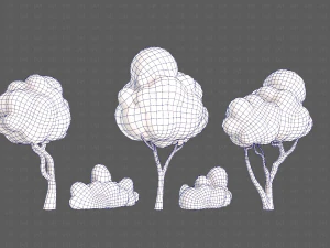 Trees Cartoon V31 3D Model