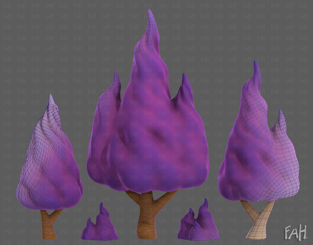 Trees Cartoon V32 3D Model .c4d .max .obj .3ds .fbx .stl .blend