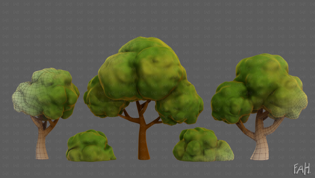 Trees Cartoon V33 3D Модель .c4d .max .obj .3ds .fbx .stl .blend 