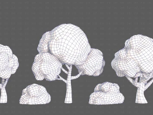 Trees Cartoon V33 3D Model