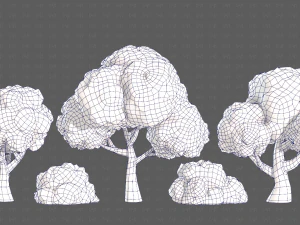 Trees Cartoon V33 3D Model