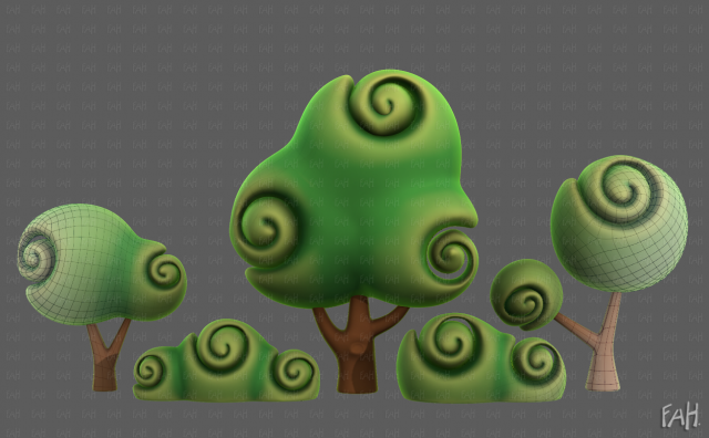 Trees Cartoon V34 3D मॉडल .c4d .max .obj .3ds .fbx .stl .blend 