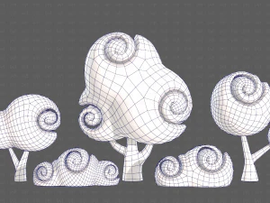 Trees Cartoon V34 3D Model