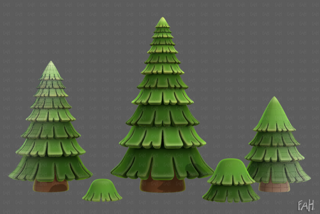 Trees Cartoon V35 3D 모델 .c4d .max .obj .3ds .fbx .stl .blend 