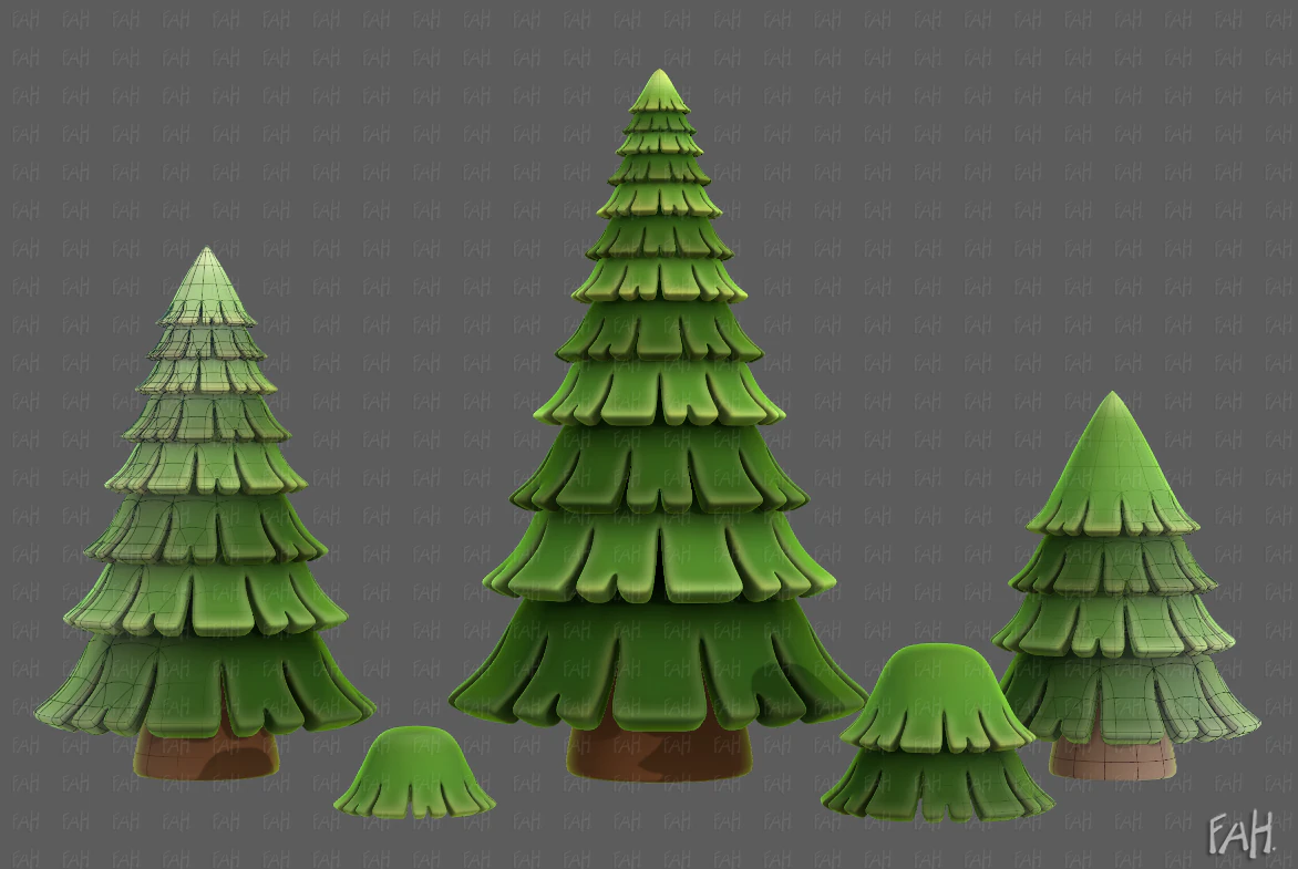 Trees Cartoon V35 3D Model .c4d .max .obj .3ds .fbx .stl .blend 