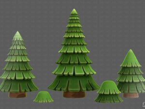 Trees Cartoon V35 3D Model
