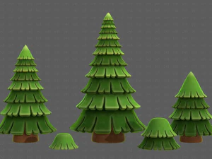 Trees Cartoon V35 3D Model