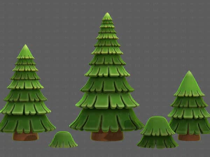 Trees Cartoon V35 3D Model