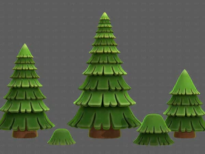 Trees Cartoon V35 3D Model