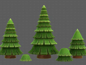 Trees Cartoon V35 3D Model