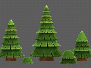 Trees Cartoon V35 3D Model