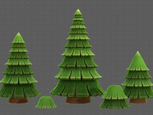 Trees Cartoon V35 3D Model