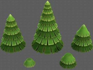Trees Cartoon V35 3D Model