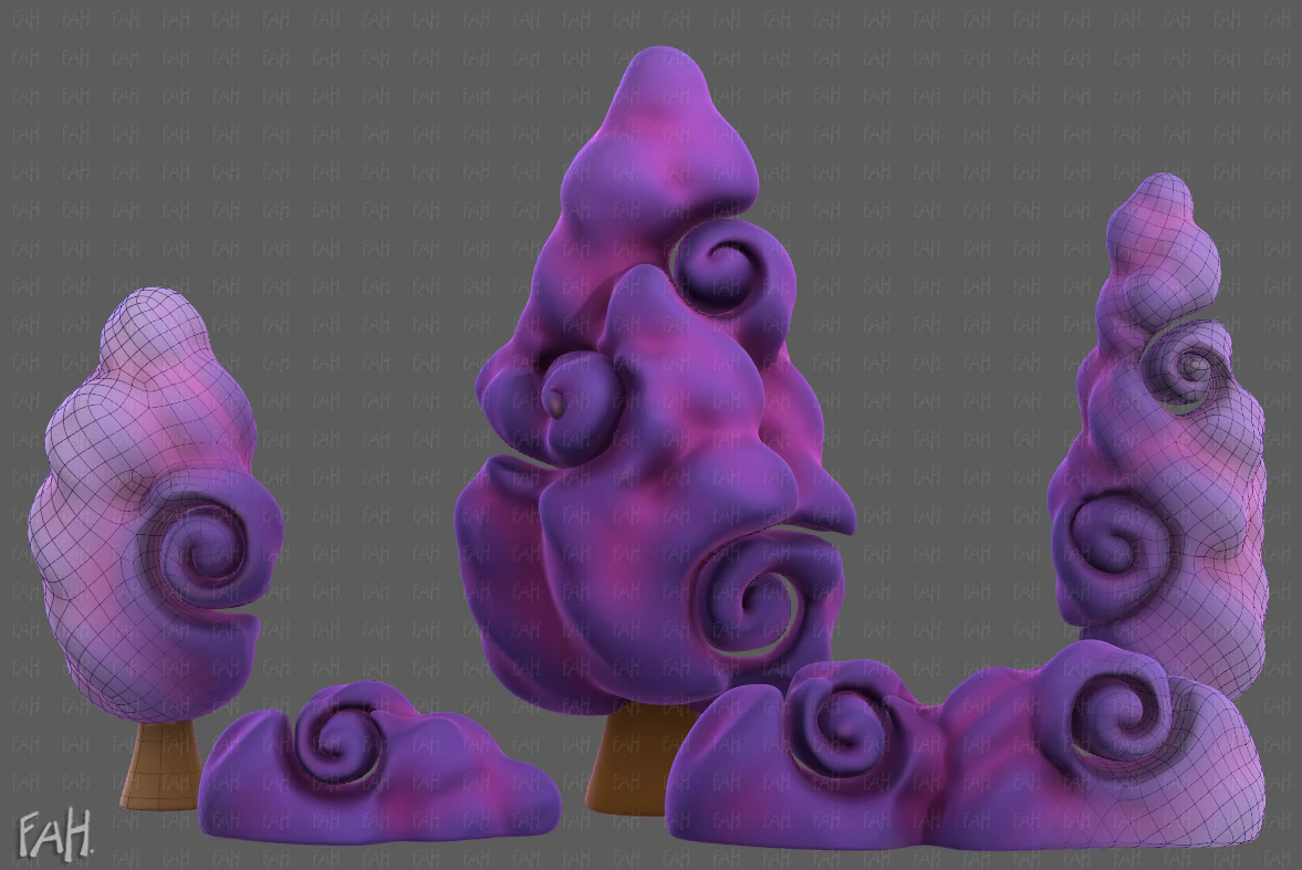 Trees Cartoon V36 3D Model .c4d .max .obj .3ds .fbx .stl .blend