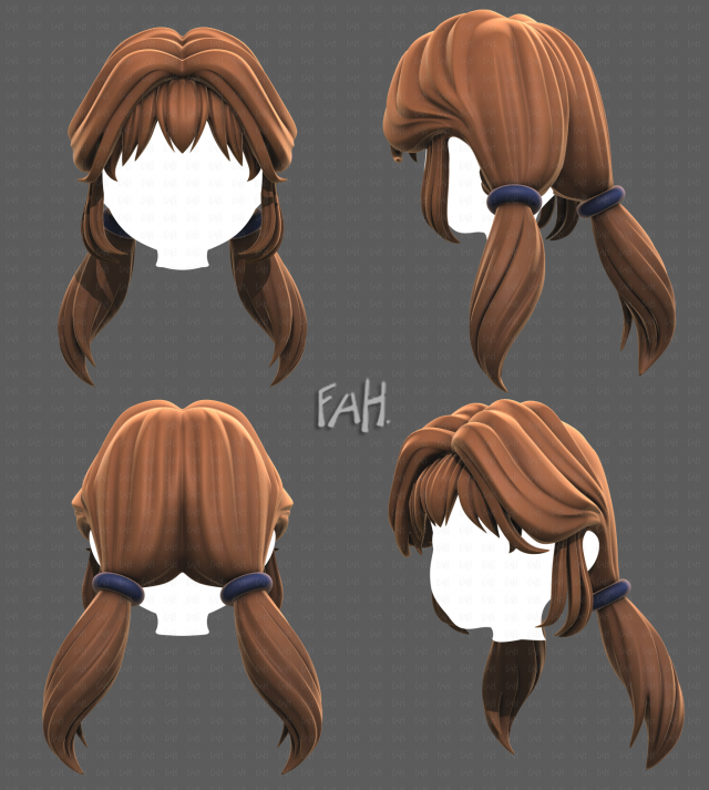 Base Hair for girl V55 Model 3D .c4d .max .obj .3ds .fbx .stl .blend 