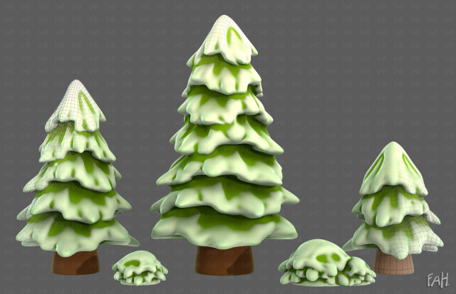 Trees Cartoon V37 3D Model .c4d .max .obj .3ds .fbx .stl .blend 