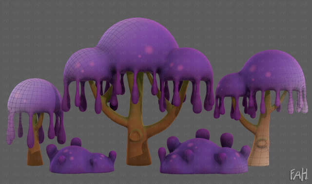 Trees Cartoon V38 3D Модель .c4d .max .obj .3ds .fbx .stl .blend 