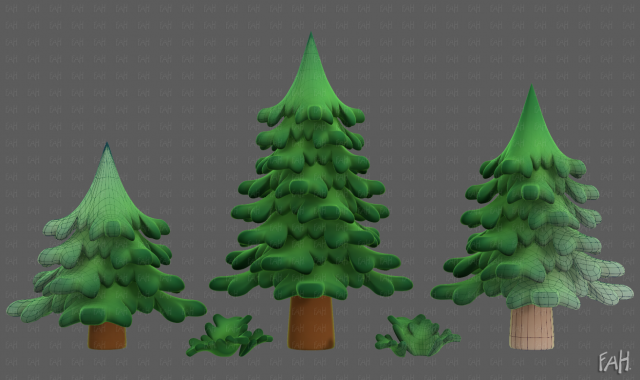 Trees Cartoon V40 3D Model .c4d .max .obj .3ds .fbx .stl .blend 