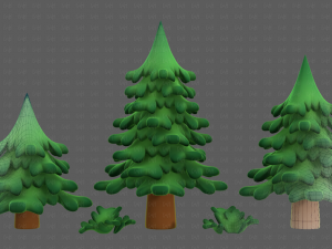 Trees Cartoon V40 3D Model