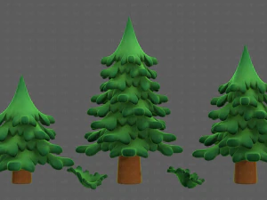 Trees Cartoon V40 3D Model
