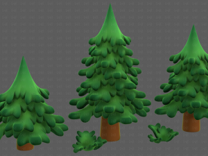 Trees Cartoon V40 3D Model
