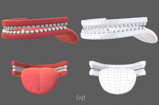 Teeth Cartoon V02 3D Model .c4d .max .obj .3ds .fbx .stl .blend 