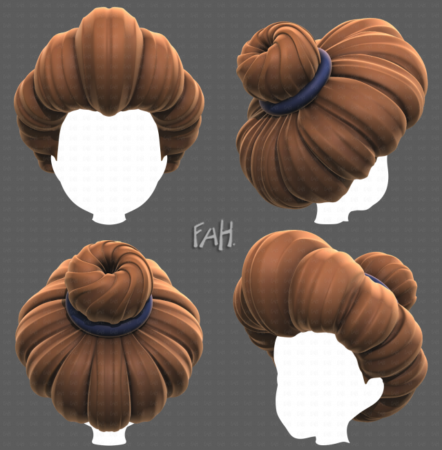 Base Hair for girl V56 3D Model .c4d .max .obj .3ds .fbx .stl .blend 