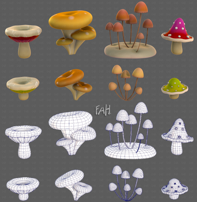 Trees Cartoon V44 3D 模型 .c4d .max .obj .3ds .fbx .stl .blend 