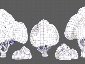 Trees Cartoon V45 3D Model