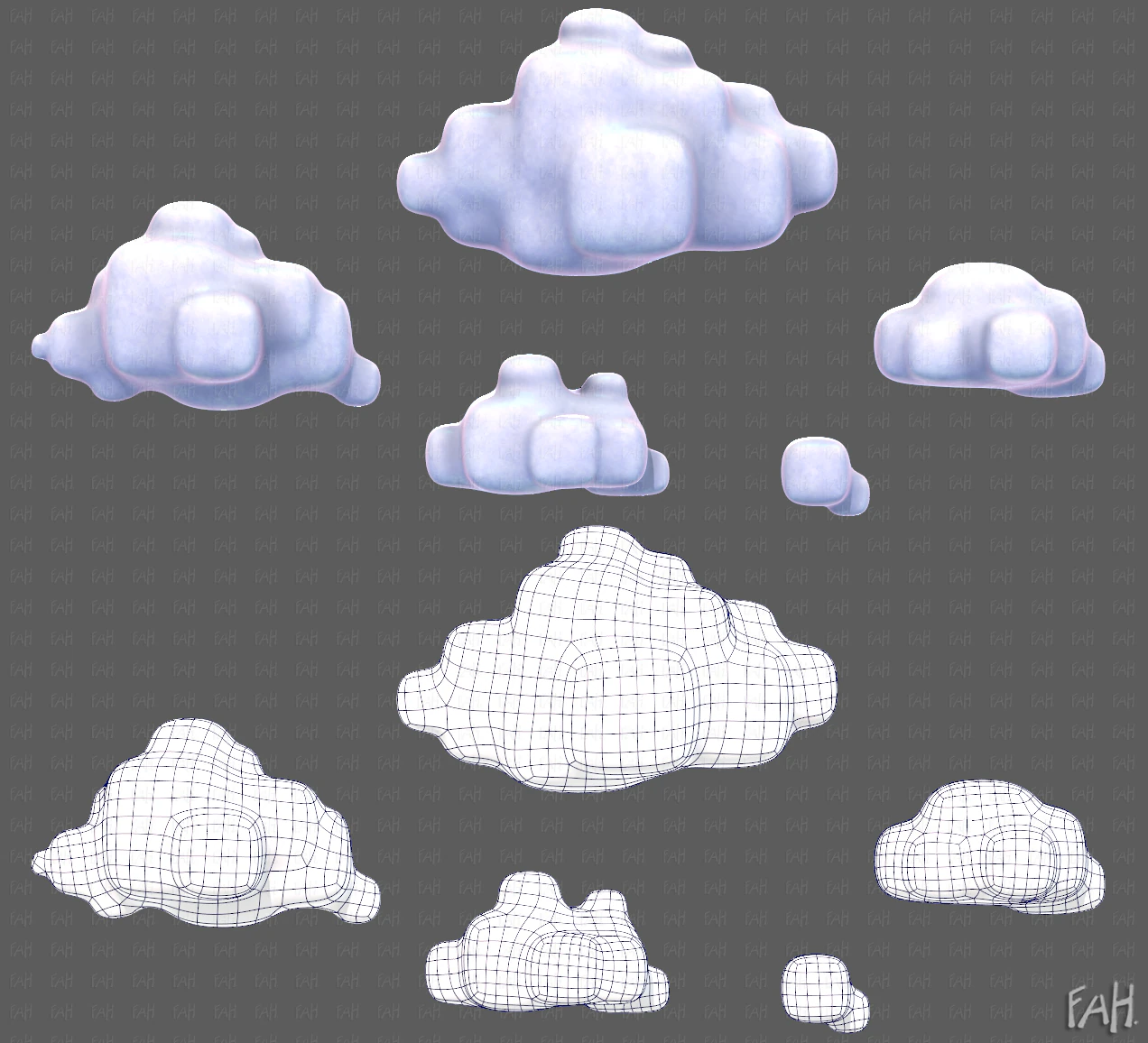Clouds cartoon V06 3D Model .c4d .max .obj .3ds .fbx .stl .blend 