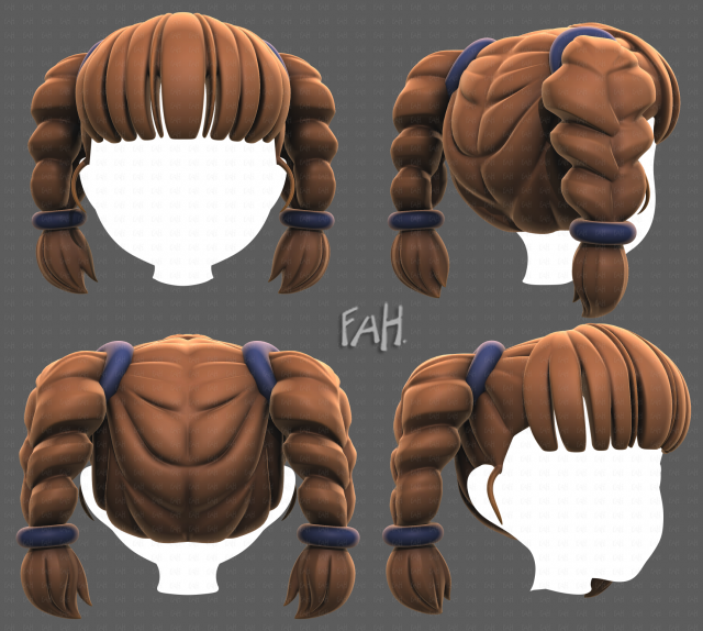 Base Hair for girl V57 3D Model .c4d .max .obj .3ds .fbx .stl .blend 
