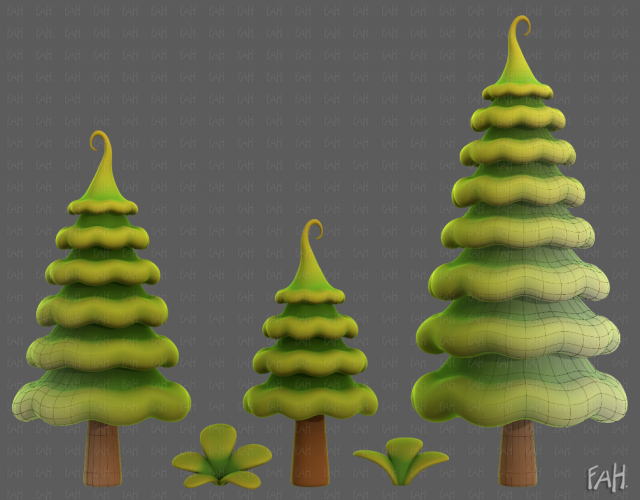 Trees Cartoon V46 3Dモデル .c4d .max .obj .3ds .fbx .stl .blend 