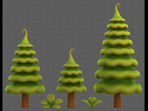 Trees Cartoon V46 3D Model