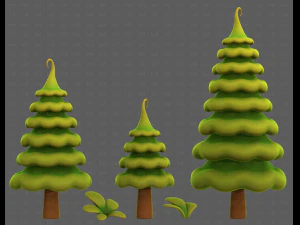 Trees Cartoon V46 3D Model