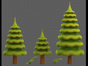Trees Cartoon V46 3D Model