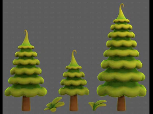 Trees Cartoon V46 3D Model