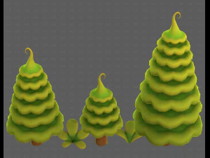 Trees Cartoon V46 3D Model