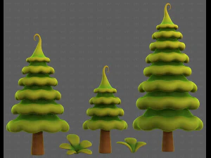 Trees Cartoon V46 3D Model