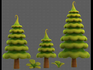 Trees Cartoon V46 3D Model