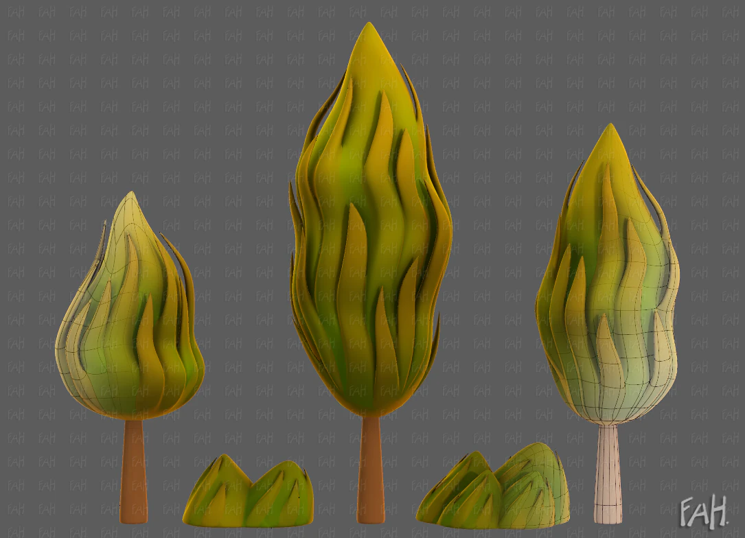 Trees Cartoon V47 3D Model .c4d .max .obj .3ds .fbx .stl .blend