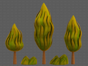 Trees Cartoon V47 3D Model