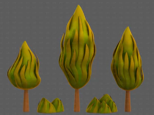 Trees Cartoon V47 3D Model