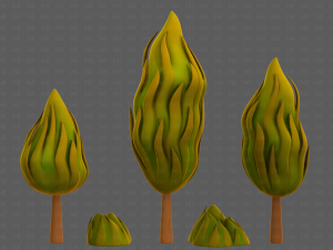 Trees Cartoon V47 3D Model