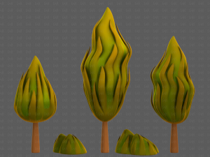 Trees Cartoon V47 3D Model