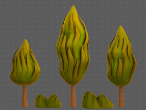Trees Cartoon V47 3D Model
