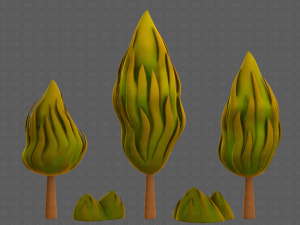 Trees Cartoon V47 3D Model