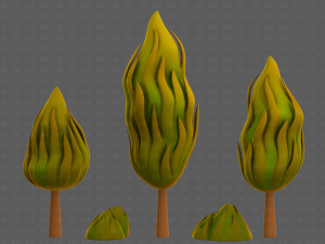 Trees Cartoon V47 3D Model